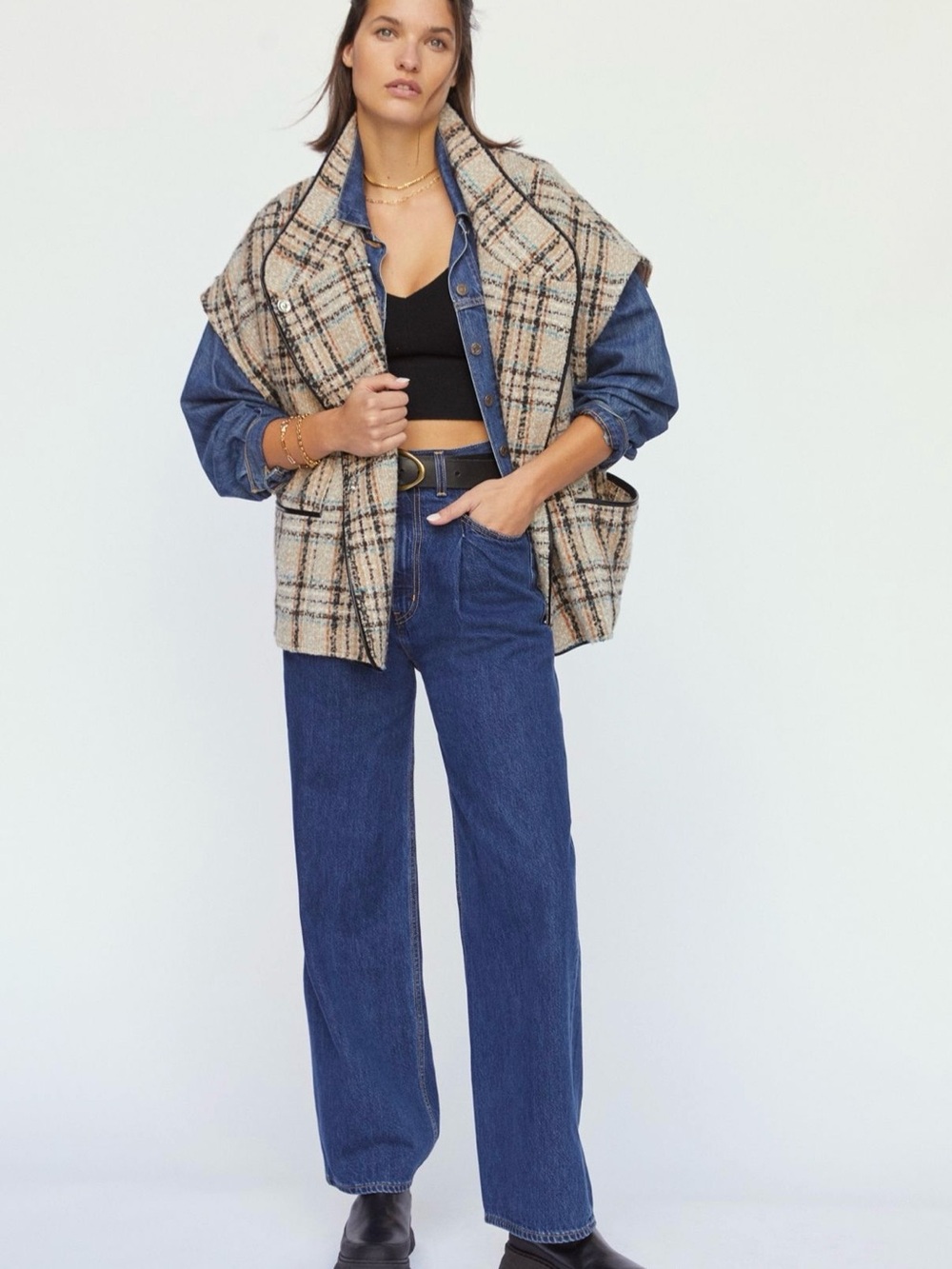 Anthropologie Plaid Capelet